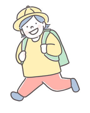 running child yellow hat backpack clip art preview