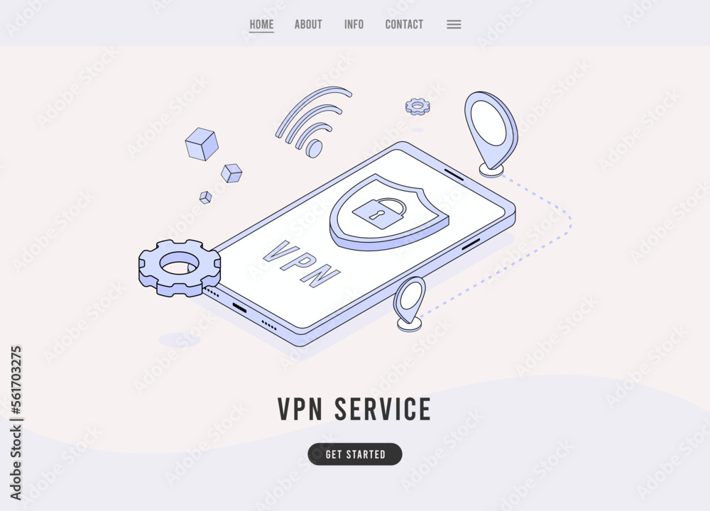 Poster vpn - virtual private network concept. vpn encrypted secure connection. flat design vector e-commerc
