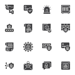 Cybersecurity vector icons set
