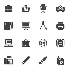 Office supplies vector icons set