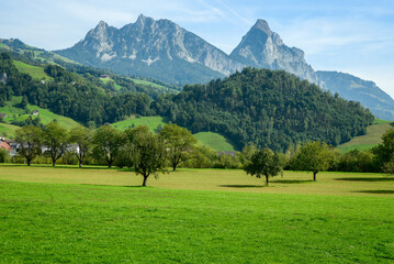 スイスの美しい田舎の街並み風景