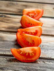 Pieces of ripe tomatoes.
