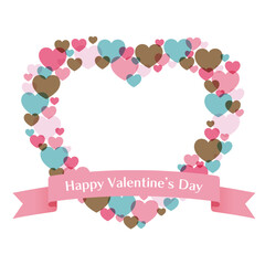 リボンの着いた透過する可愛いピンクのバレンタインハートフレーム