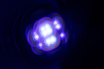 A beautiful, artistic reflections through fractal prism of LED mono light. Studio lights through glass prism.