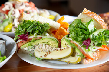 A view of a tuna salad sandwich.