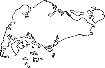 doodle freehand drawing of singapore map.