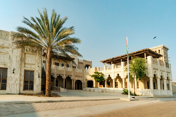 Shindagha historic district in Dubai Creek neighbourhood is a popular tourist and sightseeing attraction in UAE. Old Dubai