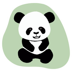 Panda bear cub isolated on white background. Clipart, design element.