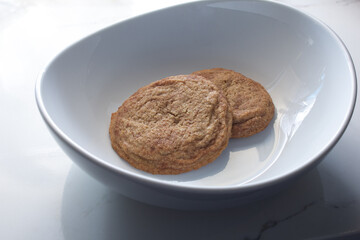 A view of a bowl of snickerdoodle cookies.