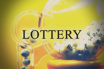 Process of prize drawings, extracting a winning numbers of lottery machine, raffle drum with a...