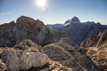 	
Hiking tour Križ - Stenar - Bovški gamsovec, Julian alps, Slovenia	