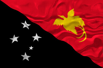 National flag  of Papua New Guinea. Background  with flag  of Papua New Guinea