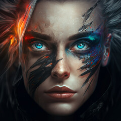 Colorful Stunning Women Face, Generated by Ai