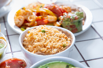 A view of a small bowl of Mexican rice.
