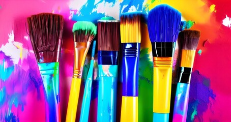 colorful paint brush, illustration, Generative AI