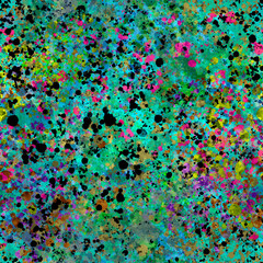 Abstract bright multicolor layered painted pattern of chaotic mixed transparent colorful spots and smudges