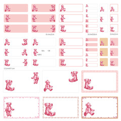 Sticker to fill in the name using a cute bear,