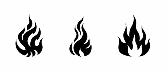 Fire icon set isolated on white background. Stock vector illustration.