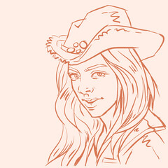 cowgirl in hat vector for card decoration illustration