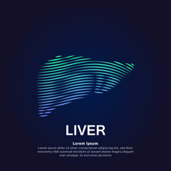 Human liver medical structure. simple line art liver Vector logotype illustration on dark background. liver care logo vector template suitable for organization, company, or community. EPS 10