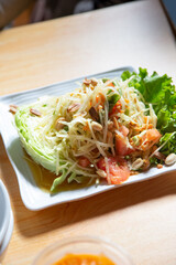 A view of a papaya salad.
