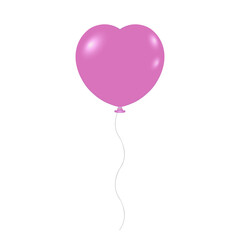 Fototapeta na wymiar Realistic illustration of pink heart balloon for Valentine' s day or birthday