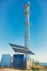 Mobile phone tower powered by solar panels.