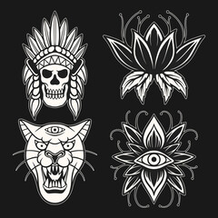 Old school american tattoo design illustration with detailed vector