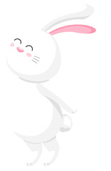 White rabbit cartoon character. Cute bunny. Happy Easter day, cartoon character design. Illustration