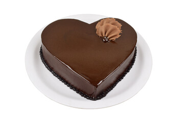 Hot chocolate cake in plate isolated on white background with clipping path