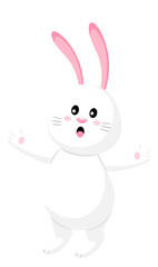 White rabbit cartoon character. Cute bunny. Happy Easter day, cartoon character design. Illustration
