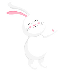 White rabbit cartoon character. Cute bunny. Happy Easter day, cartoon character design. Illustration