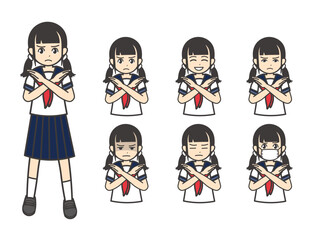 夏服 女子学生 バッテン 01