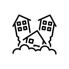 Black line icon for collapse