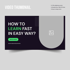 Website and app educational promotion YouTube video thumbnail and web banner template, vector banner design