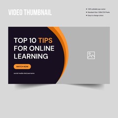 Video cover for educational tutorials. Education tips: vector layout. Tutorial video thumbnail for education and learning web banner template. promotion banner design for live workshops