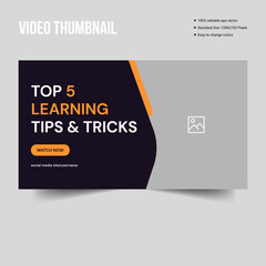 Online education web video thumbnail banner design template