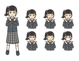 ブレザー 女子学生 バッテン 01