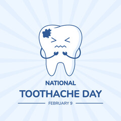 National Toothache Day Poster Illustration. Rotten tooth cartoon character. Bad tooth icon. Toothache illustration
