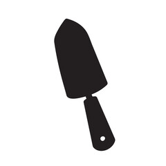 Trowel icon black silhouette vector illustration isolated on plain white background. Clean shaped industrial tool equipment drawing with simple flat shape.