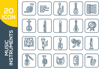MUSIC INSTRUMENTS ICON SET DESIGN