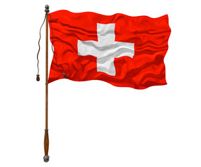 National flag  of Switzerland. Background  with flag Flag Switzerland