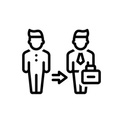 Black line icon for become