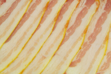 Bacon slices close up as texture or background