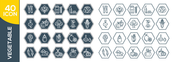 Fototapeta premium VEGETABLE ICON SET DESIGN