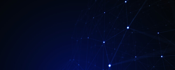 Fototapeta premium Abstract futuristic - technology with polygonal shapes on dark blue background. Design digital technology concept. 3d illustration.