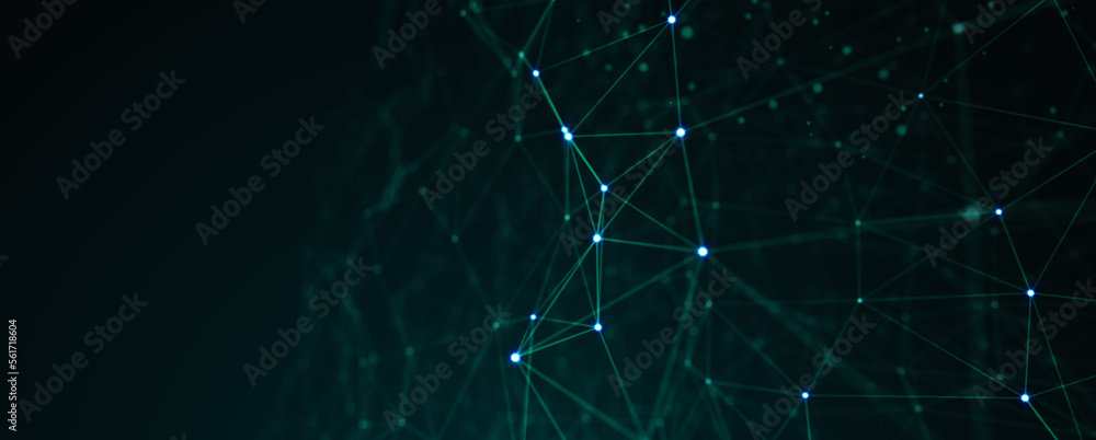 Poster abstract futuristic - technology with polygonal shapes on dark blue background. design digital techn