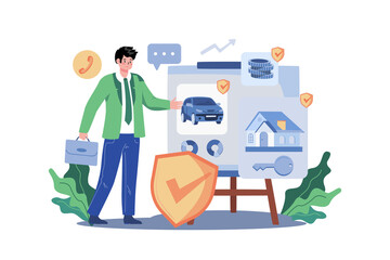 Property Insurance Agent Illustration concept on white background