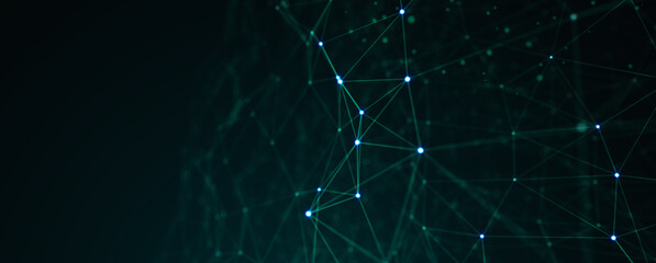 Abstract futuristic - technology with polygonal shapes on dark blue background. Design digital technology concept. 3d illustration.