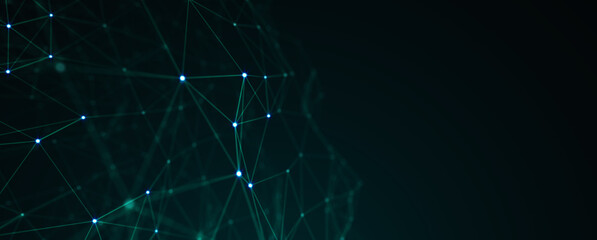 Abstract futuristic - technology with polygonal shapes on dark blue background. Design digital technology concept. 3d illustration.